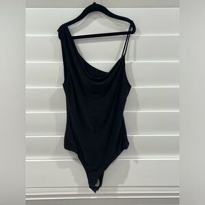 Black Asymmetrical sleeveless bodysuit
